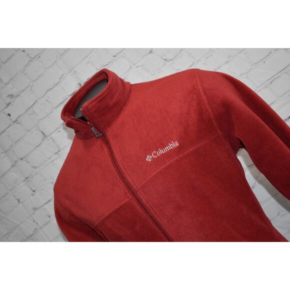 Columbia Fleece Jacket Mens Size Large Camping Hiking Red Polyester - Picture 1 of 7